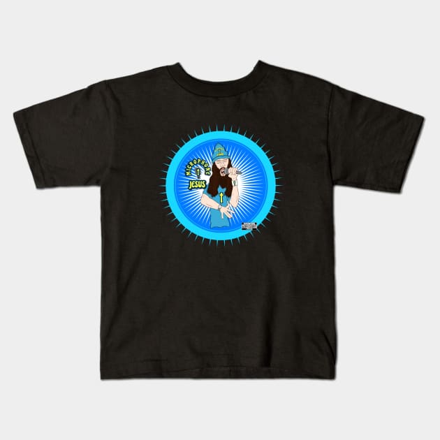 MICROPHONE JESUS Kids T-Shirt by DRAWGENIUS